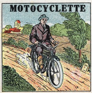 Mekanisk trækkraft: motorcykel. Anonym illustration af 1925. Privat samling. af Anonymous Anonymous