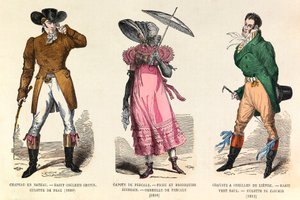 Mænds og kvinders kostumer mellem 1810 og 1812 i Paris (kejser Napoleon I