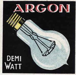 Nye gasegenskaber: argon bruges til at fylde en halvwatts pære. Anonym illustration fra 1925. Privat samling. af Anonymous Anonymous
