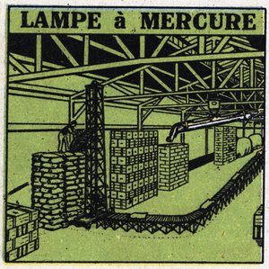 Nye gasegenskaber: kviksølvlampe. Anonym illustration af 1925. Privat samling. af Anonymous Anonymous