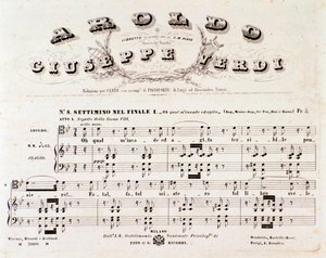 Side med partitur af Aroldo opera af Giuseppe Verdi af Anonymous Anonymous