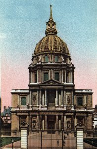 Paris: udvendig udsigt af Dome of the Hotel des Invalides realiseret af Jules Hardouin Mansart (1646-1708) på et projekt af Liberal Bruand. Fotografi af 1920 i "" Kunstnerisk Album"" af byen Paris. Privat samling. af Anonymous Anonymous