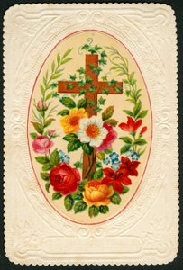 Fromt billede: Kors med blomster (kromolitografi) af Anonymous Anonymous