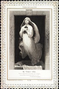 Fromme billede: "" Immortalite, In cruce vita"" Card of deces dentelee. 1800-tallets privatsamling af Anonymous Anonymous