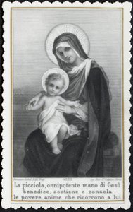 Fromt billede: Jesus som barn i armene på sin mor Maria (stik) af Anonymous Anonymous