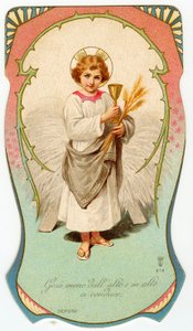 Fromme billede: Jesus kommer fra oven og fører os til toppen (kromolitografi) af Anonymous Anonymous