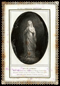 Fromme billede: "" Notre Dame de Lourdes"" Dentelee kort. 19. århundrede. Privat samling af Anonymous Anonymous