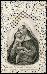 Fromt billede: Vor frue af god hjælp, med Jesus (gravering) af Anonymous Anonymous
