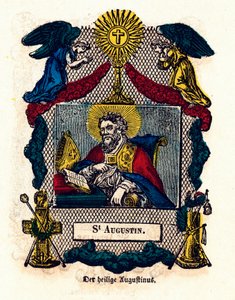 Fromme billede: Sankt Augustin (Augustin af Hippo (354 - 430), eveque og læge i kirken, forfatter til Sankt Augustins regel og bekendelser). Indgravering af privatsamlingen fra det 19. århundrede af Anonymous Anonymous