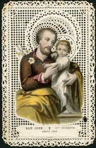 Fromme billede: Sankt Josef og Jesus (gravering) af Anonymous Anonymous
