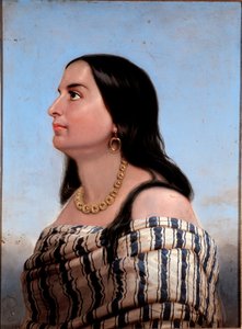 Portræt af Anita Garibaldi (1821-1849), hustru til Giuseppe Garibaldi anonymt maleri. Privat samling af Anonymous Anonymous