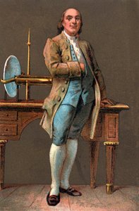 Portræt af BENJAMIN FRANKLIN (1706-1790) amerikansk trykker, udgiver, videnskabsmand, opfinder, statsmand og diplomat. Kromolitografi Privat samling af Anonymous Anonymous