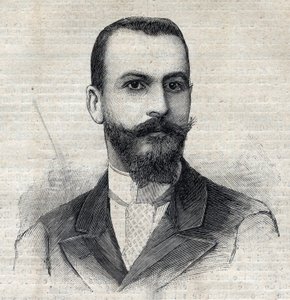 Portræt af Casimir Maistre (1867-1957), fransk opdagelsesrejsende i Afrika. Gravering i "" Le Peute Parisien"" af Anonymous Anonymous