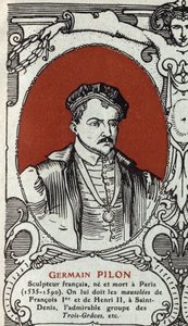 Portræt af Germain Pilon (1535-1590), fransk billedhugger. Stik fra 1914. Privat samling. af Anonymous Anonymous