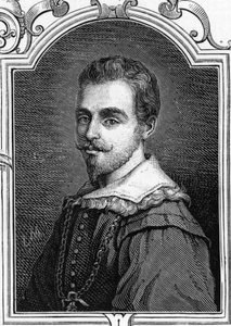 Portræt af Giulio Cesare Procaccini (1574-1625) italiensk maler. Gravering af 1859 i "" gallerierne i Europa - Italien "" af armengaud. Privat samling. af Anonymous Anonymous
