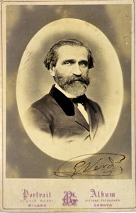 Portræt af Giuseppe Verdi (1813-1901), italiensk komponist. ca. 1850.Privat samling.Milan af Anonymous Anonymous