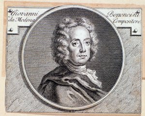 Portræt af den italienske barokkomponist og cellist Giovanni Battista Bononcini (gravering. 1700-tallet) af Anonymous Anonymous