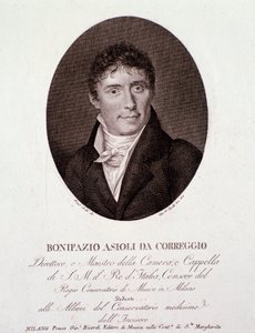 Portræt af den italienske komponist Bonifazio Asioli (1769-1832) Indgravering. 19. århundrede. Privat samling af Anonymous Anonymous