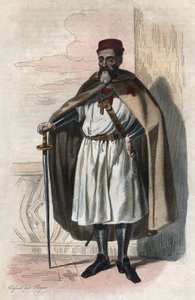 Portræt af Jacques af Molay (Jacques de Molay) (Molai) (1243-1314), Tempelriddernes stormester. illustration fra ""Den franske Plutarch"" af Edmond Mennechet af Anonymous Anonymous