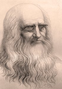 Portræt af Leonardo Da Vinci (Leonard de Vinci) (1452 - 1519) fra hans selvportræt. af Anonymous Anonymous