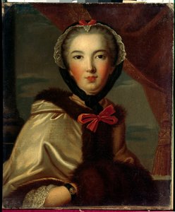 Portræt af Louise Henriette de Bourbon Conti, Mademoiselle de Conti, hertuginde af Orleans (1752-1759) Anonymt maleri fra det 18. århundrede. Svag. 0,7x0,6 m Versailles, musee du chateau. af Anonymous Anonymous