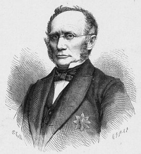 Portræt af Ludwig Windthorst (1812-1891), tysk katolsk politiker. Indgravering i "The Catholic Missions in the XIXth Century"" af Louis-Eugene (Louis Eugene) Louvet. privat samling. af Anonymous Anonymous