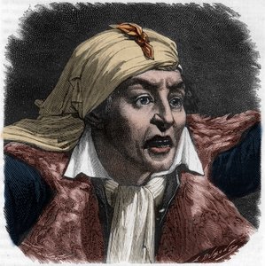 Portræt af Marat (1743-1793) - portræt af Jean-Paul (Jean Paul) Marat (1743-1793) politiker, fransk journalist - Indgravering i "Histoire des Girondins" af Alphonse de Lamartine (1790-1869) 1865-1866 - Privat kollektion af Anonymous Anonymous