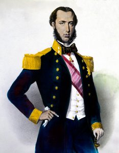 Portræt af Maximilian I (Ferdinand Maximilian Joseph, kejserprins og ærkehertug af Østrig, kongelig prins af Ungarn og Boheme), kejser af Mexico (1832-1867) Indgravering af det 19. århundrede. Privat samling af Anonymous Anonymous