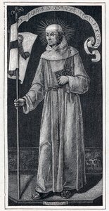 Portræt af Johannes af Capistran (Giovanni da Capestrano) (1386-1456), italiensk franciskaner. Fra det 15. århundredes maleri af Bartolomeo Vivarini. Indgravering i "Les Missions Catholiques au XIXeme Siecle"" af Louis-Eugene (Louis Eugene) Louvet. privat  af Anonymous Anonymous