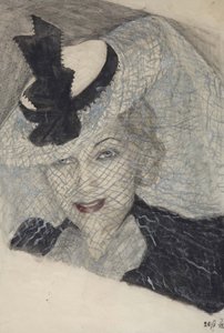 Portræt af skuespillerinden Lyubov Orlova - Lioubov Petrovna Orlova (1902-1975) - Anonym. Akvarel, Gouache, hvid farve, blæk på papir af Anonymous Anonymous