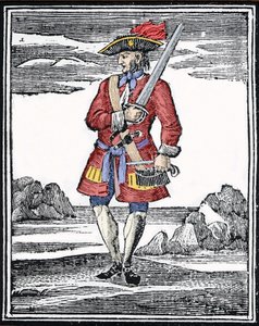 Portræt af piraten Jack Rackham siger den røde eller John Rackham, bedre kendt som Calico Jack (? 1720). Gravering. af Anonymous Anonymous