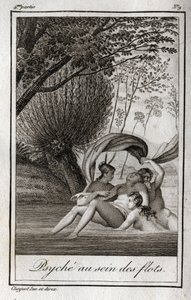 Psyke i bølgerne. Stik fra 1819 i "Lettres a Emilie sur la mythologie" af Charles Albert Demoustier (1760-1801). Privat samling. af Anonymous Anonymous