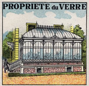 Stråling og ledningsevne: et drivhus af glas bruger en af glasets egenskaber til at være gennemsigtigt for lys varme og ikke for mørk varme. Anonym illustration fra 1925. Privat samling. af Anonymous Anonymous