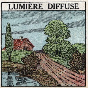 Refleksion af lys: diffust lys er det lys, der oplyser kroppe. Anonym illustration fra 1925. Privat samling. af Anonymous Anonymous