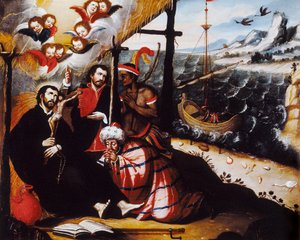 ""Repræsentation af Saint Francois Xavier (1506-1552), Jesuit missionær medstifter af selskabet Jesus og protektor for missionerne"" Anonymt maleri. af Anonymous Anonymous