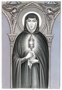 Repræsentation af Saint Claire (Chiara) af Assisi (ca. 1192-1253), grundlæggeren af den religiøse orden af Clares Fromme billede. Debut af det 20. århundredes privatsamling af Anonymous Anonymous