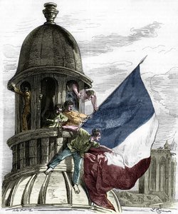 Revolution af 1830: det trefarvede flag på rådhuset. af Anonymous Anonymous