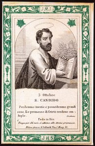 Saint Candide Pious billede. Postkort. begyndelsen af det 20. århundrede. Privat samling af Anonymous Anonymous