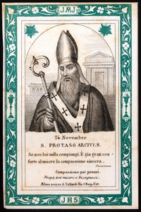 Saint protais, eveque af Milano from billede. Postkort. Begyndelsen af det 20. århundrede. Privat samling af Anonymous Anonymous