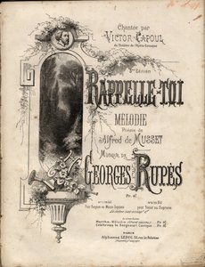 Partitur af "" husk-se"" melodi af Georges Rupes efter en poesi af Aldre de Musset. Privat samling. af Anonymous Anonymous