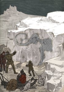 Søg efter mammut fossilt elfenben i Sibirien i det 19. århundrede. Indgravering fra 1885 i "" Les arts et metiers illustres"" af Adolphe BITARD. af Anonymous Anonymous