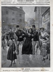 Adskillelse fra kirke og stat - Udvisning af nonner fra deres skoler af retshåndhævelse i Humont (Lozere) - forside af "la-croix illustree" fra 1902 - af Anonymous Anonymous