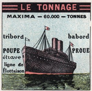 Skibe og skibe: tonnage. Anonym illustration af 1925. Privat samling. af Anonymous Anonymous