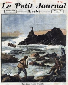Sinn feiners (sinn-feiners), medlemmer af den irske republikanske hærs (IRA) politiske afdeling i Irland, går om bord på både for at nærme sig ubåde fra USA og forsyner i al hemmelighed Irland med våben og ammunition. Illustration taget fra "" Le petit af Anonymous Anonymous