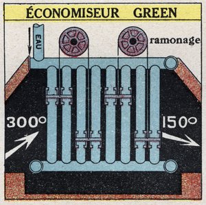 Dampgeneratorer: Grøn economizer til en kedel. Anonym illustration fra 1925. Privat samling. af Anonymous Anonymous