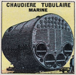 Dampgeneratorer: marine rørkedel. Anonym illustration fra 1925. Privat samling. af Anonymous Anonymous