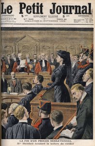 Steinheil-sag: Marguerite Steinheil (1869-1954) lytter til oplæsningen af dommen - Le Peiny Journal, november 1909 af Anonymous Anonymous