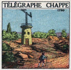 Telegraf: telegraf af Claude Chappe (1765-1805) i 1790. Anonym illustration fra 1925. Privat samling. af Anonymous Anonymous