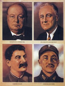 De allierede ledere af Anden Verdenskrig - Winston Churchill, Franklin Delano Roosevelt, Joseph Stalin og Chiang Kai Shek - 1943 af Anonymous Anonymous