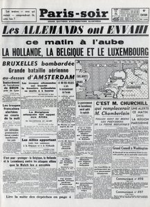 Slaget om Belgien eller belgisk kampagne - 18-dages kampagne - invasion af Belgien af tyske tropper under Anden Verdenskrig - PARIS EVIOR af 11/05/1940 - TYSKERE INNVASEREDE HOLLAND - BELGIEN OG LUXEMBOURG - af Anonymous Anonymous